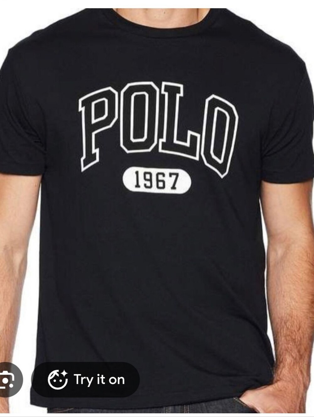 Polo by Ralph Lauren Black Tee with White 'POLO 1967' Graphic Size M